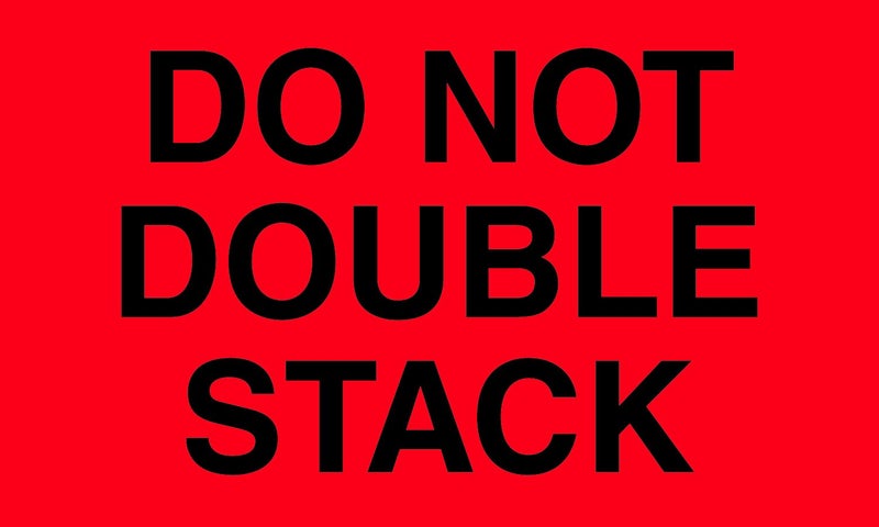 Tape Logic Aviditi Tape Logic 3"" x 5"" ""Do Not Double Stack"" Fluorescent Red Warning Sticker  for Shipping  Handling  Packing  and Moving (1 Roll of 500 Labels) - Image 1